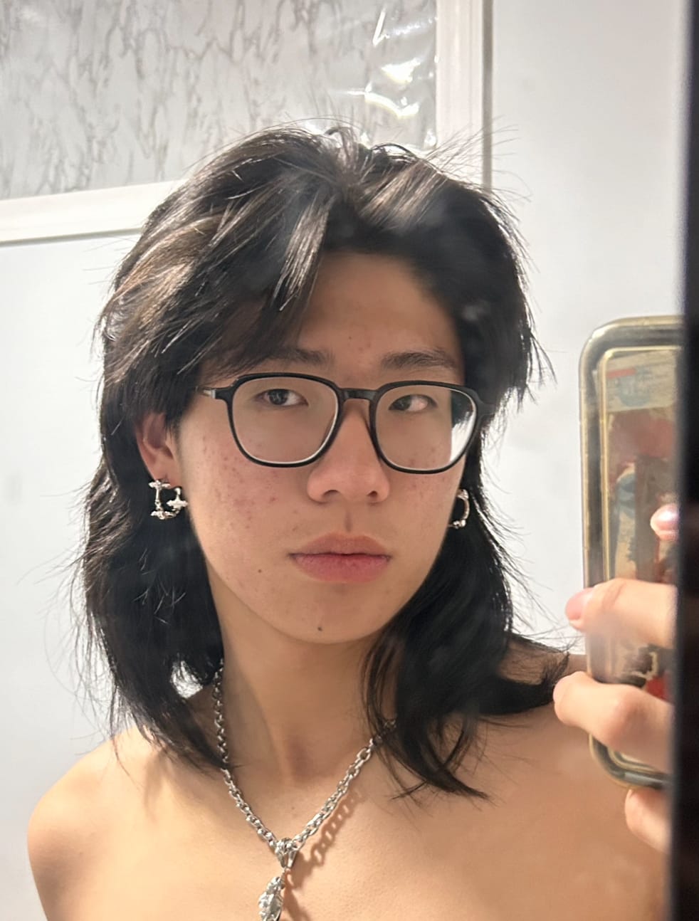 Customer photo review of TRIPLE DYT HOOP EARRING