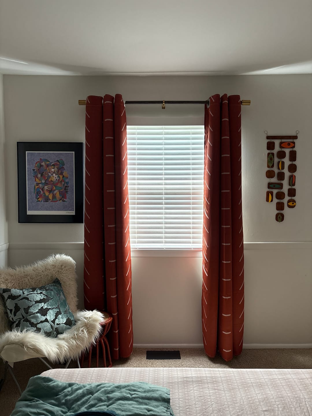Customer photo review of Minimalist Terracotta Rust Burnt Orange Ivory Blackout Window Curtain NIAMEY