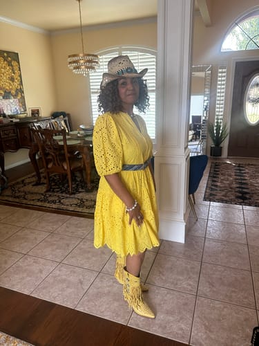 Customer photo review of GREYSON-YELLOW WESTERN BOOTIE