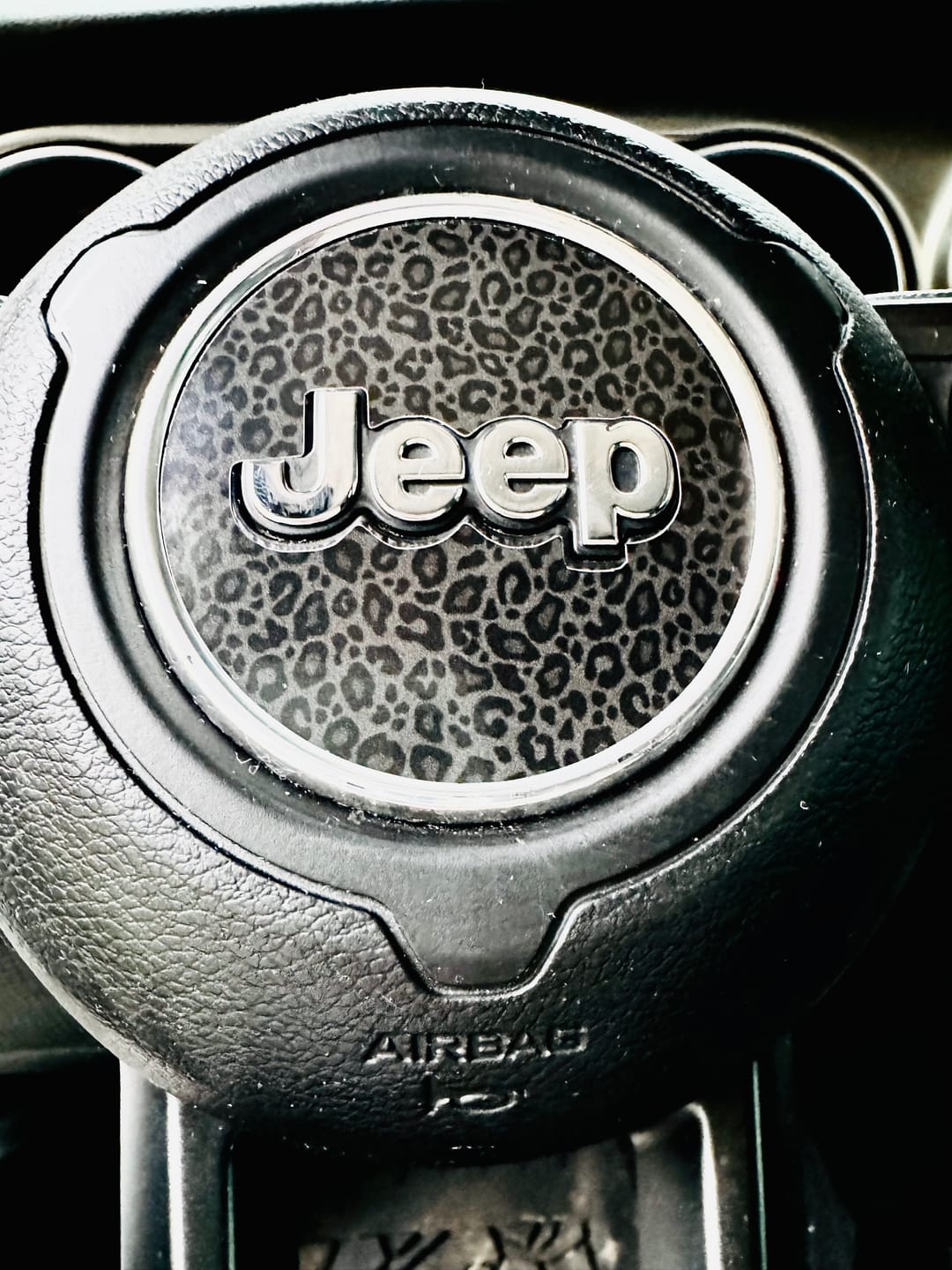 Customer photo review of Animal Print Steering Wheel Decal for Jeep