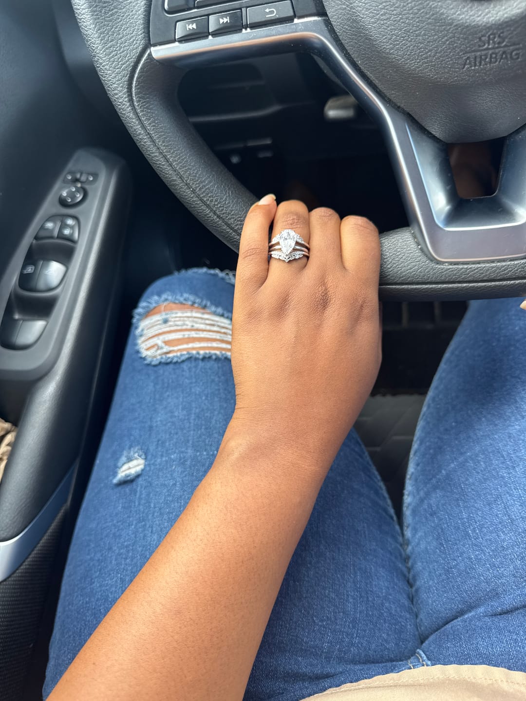 Customer photo review of S925 3.5 Ct Vintage Pear Cut Insert Wedding Ring Set For Women In Sterling Silver