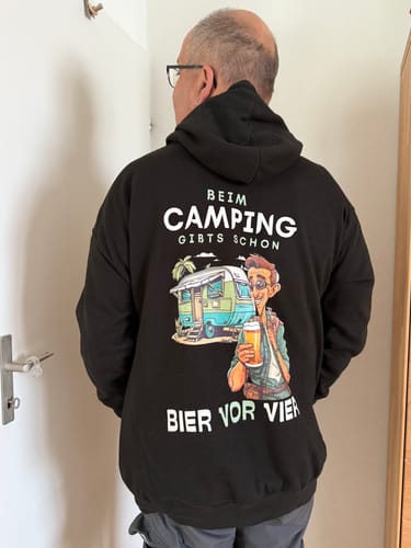 Customer photo review of Bier vor Vier WOWA Rückendruck | Premium Zipper Hoodie Unisex