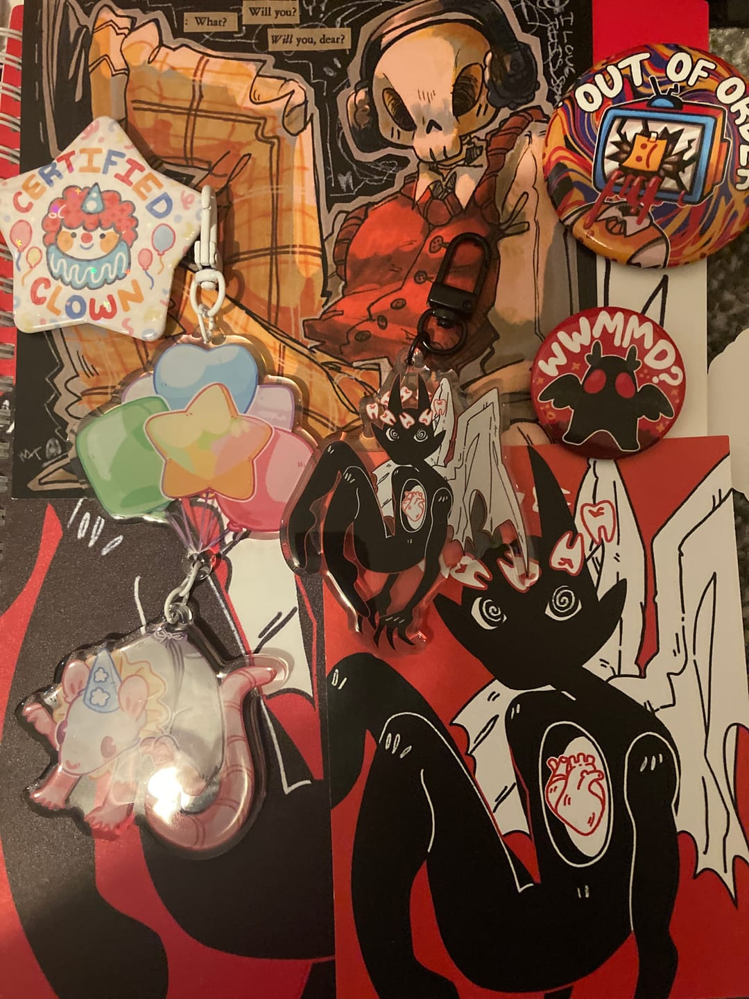 Customer photo review of Rat Party Balloon Clown Keychain!