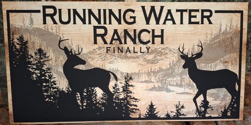 Customer photo review of Deer Decor Sign in the Woods Overlooking Mountains