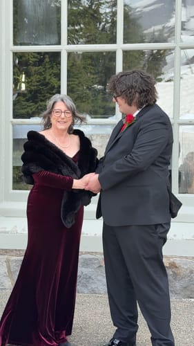 Customer photo review of Lucinda Velvet Gown by Theia Couture - RENTAL