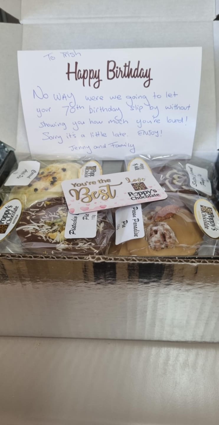 Customer photo review of Chocolate Pie Variety Box - Gluten Free with Pistachio Coconut Pie