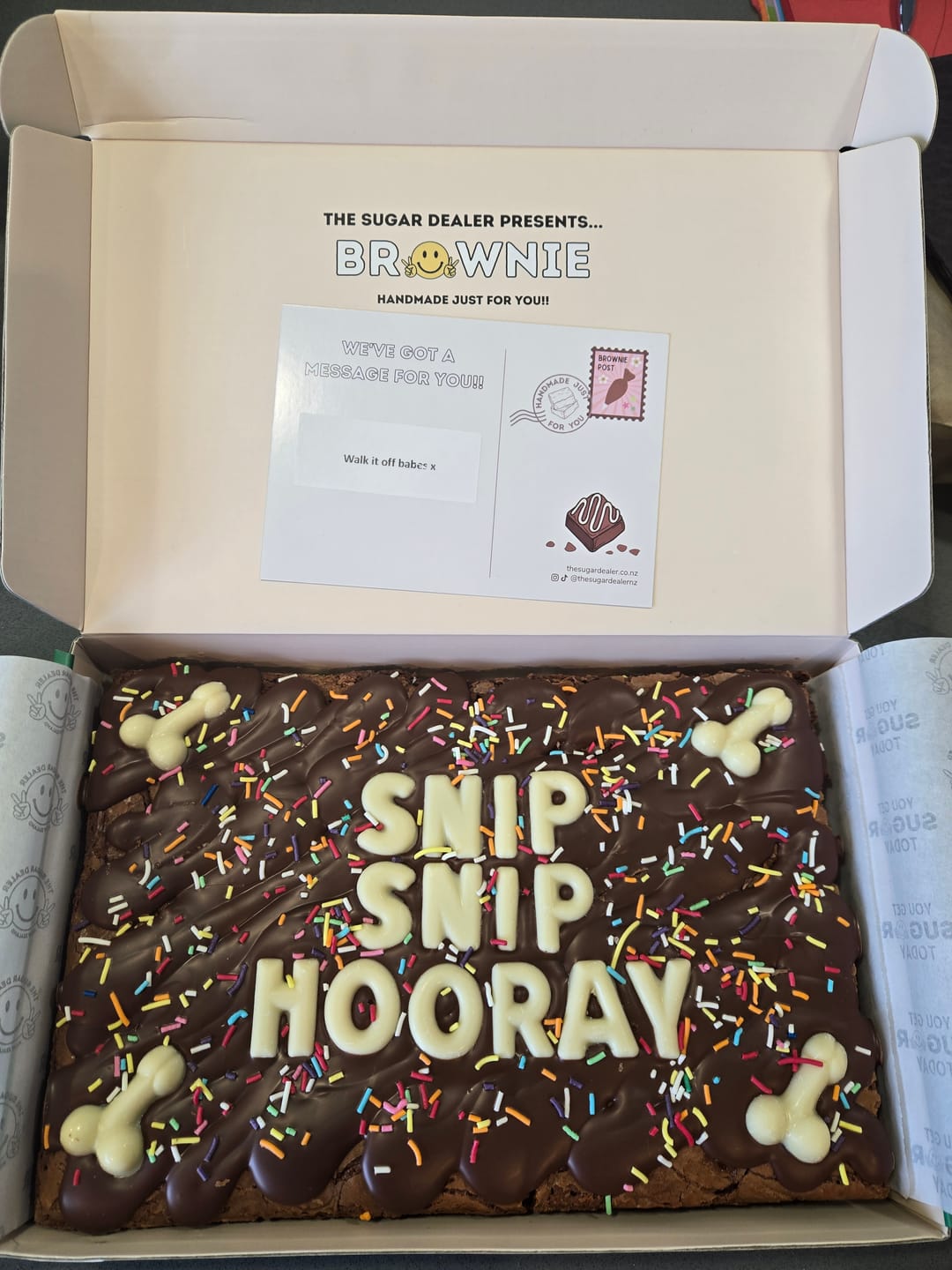 Customer photo review of Mega custom message dick brownie