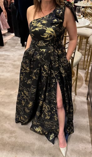 Customer photo review of Olympia One Shoulder Gown in Black by Bariano - RENTAL