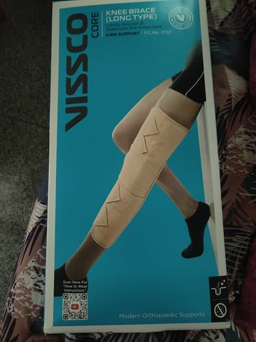 Customer photo review of Knee Brace - Long (19" Brace) | Ideal firm Knee support that limits knee motion & stabilizes the knee with mediolateral metal supports | Color - Beige