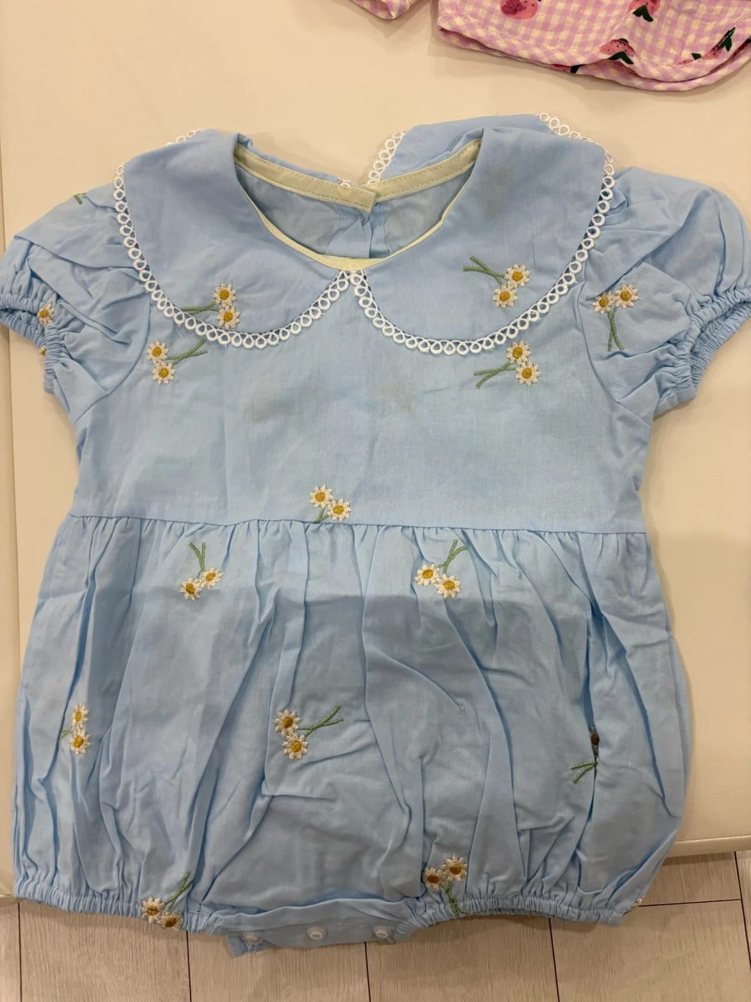 Customer photo review of Blue Embroidery Flower Romper