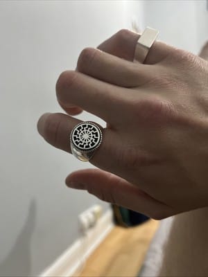Customer photo review of 925 Sterling Silver Black Sun Signet Ring