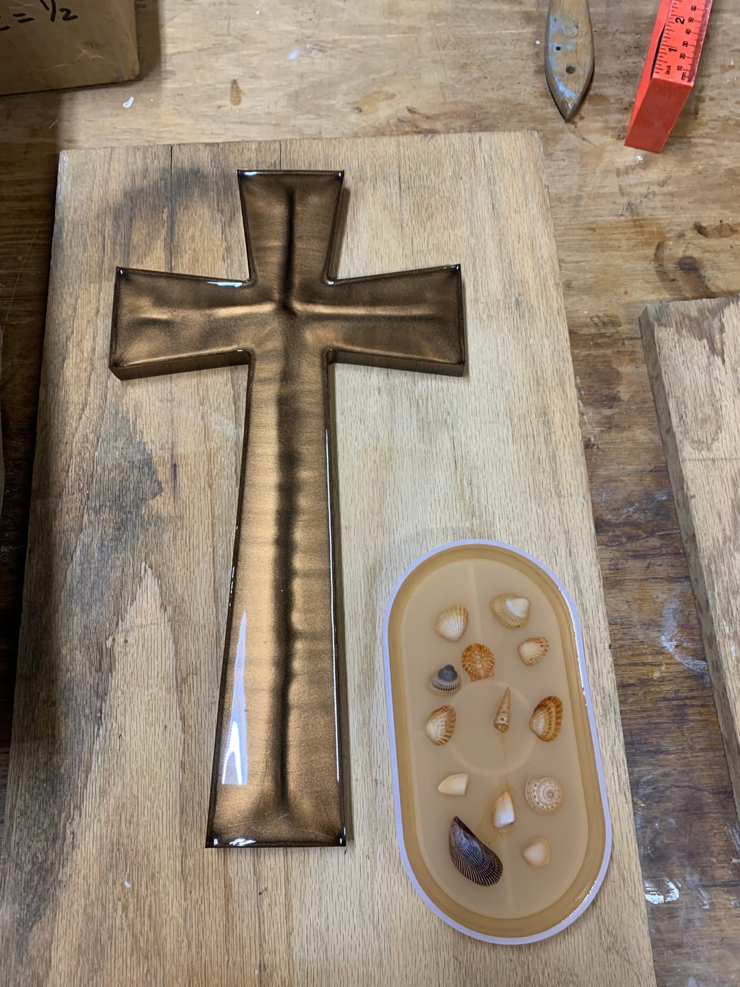 Customer photo review of 15x8x1" Flared Cross Silicone Mold For Epoxy Resin - Angled Cross Mold