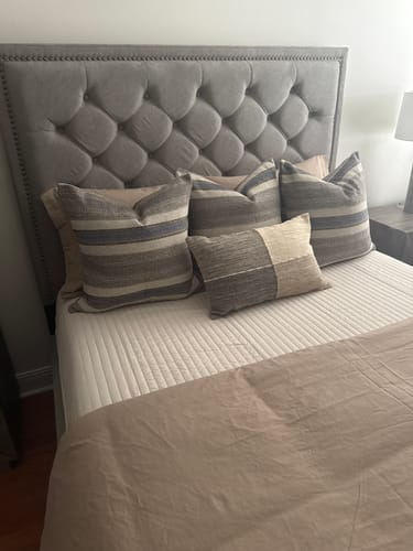 Customer photo review of Tan and Blue Tribe Pillow Cover