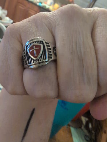 Customer photo review of FREE Today: Templar Shield Cross Ring - A Sacred Emblem of Valor and Faith