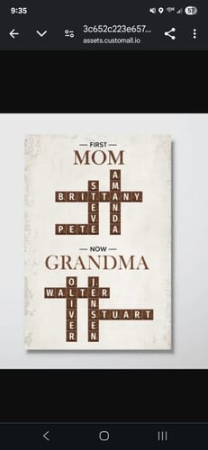 Customer photo review of First Mom Now Grandma Crossword Puzzle Art Personalized Poster