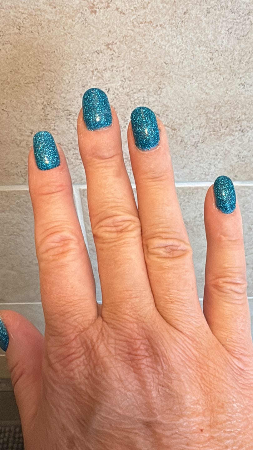 Customer photo review of Haze Blue Dipping Powder