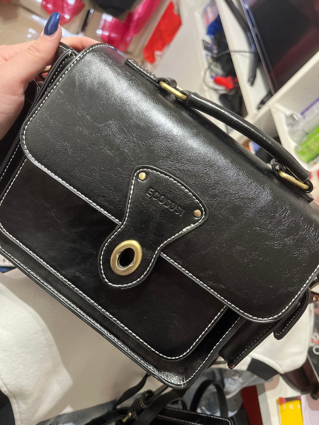 Customer photo review of Alison Vintage Vegan Leather Crossbody Bag