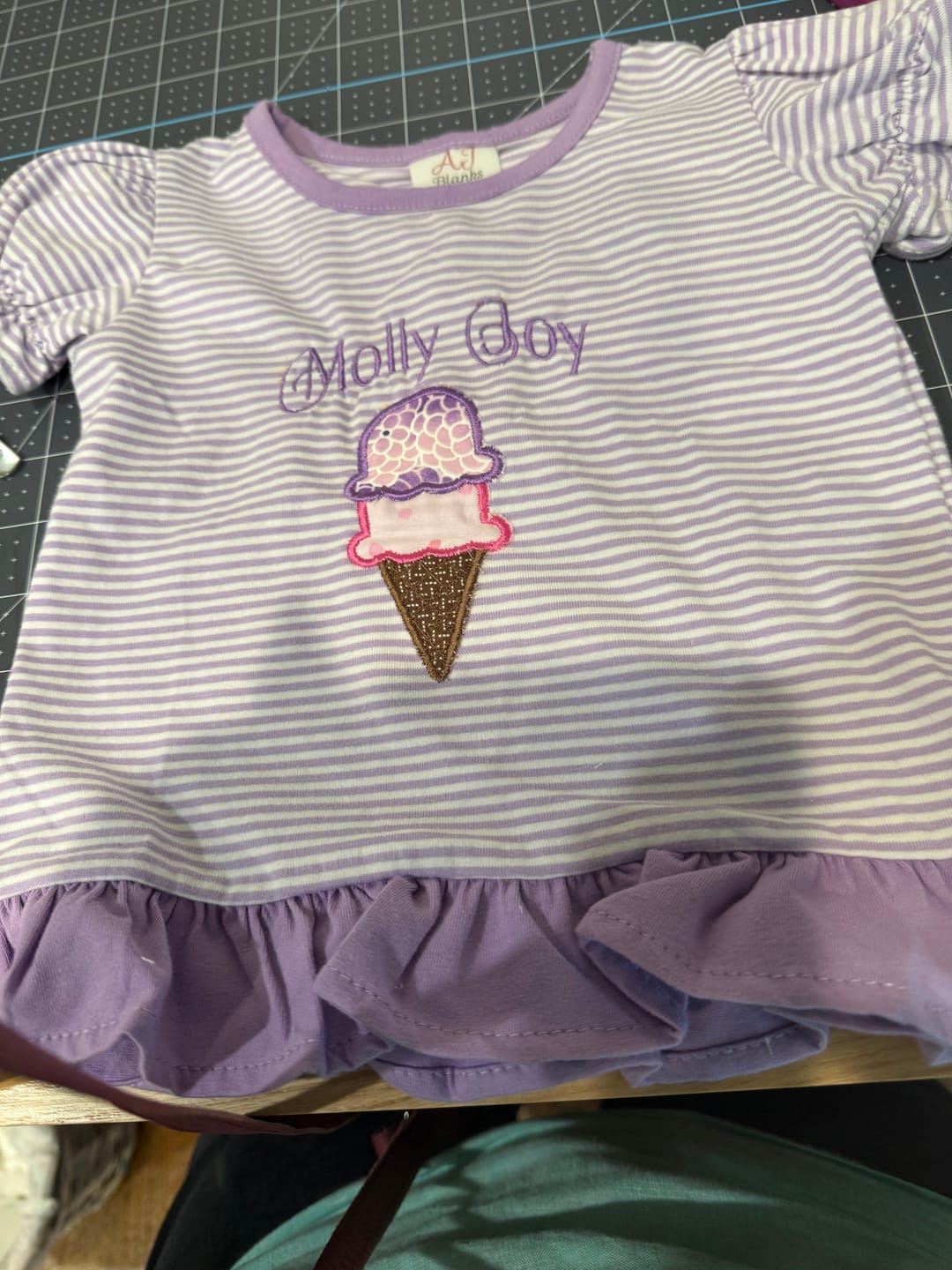 Customer photo review of Ruffle Stripe Short Sleeve Shirt