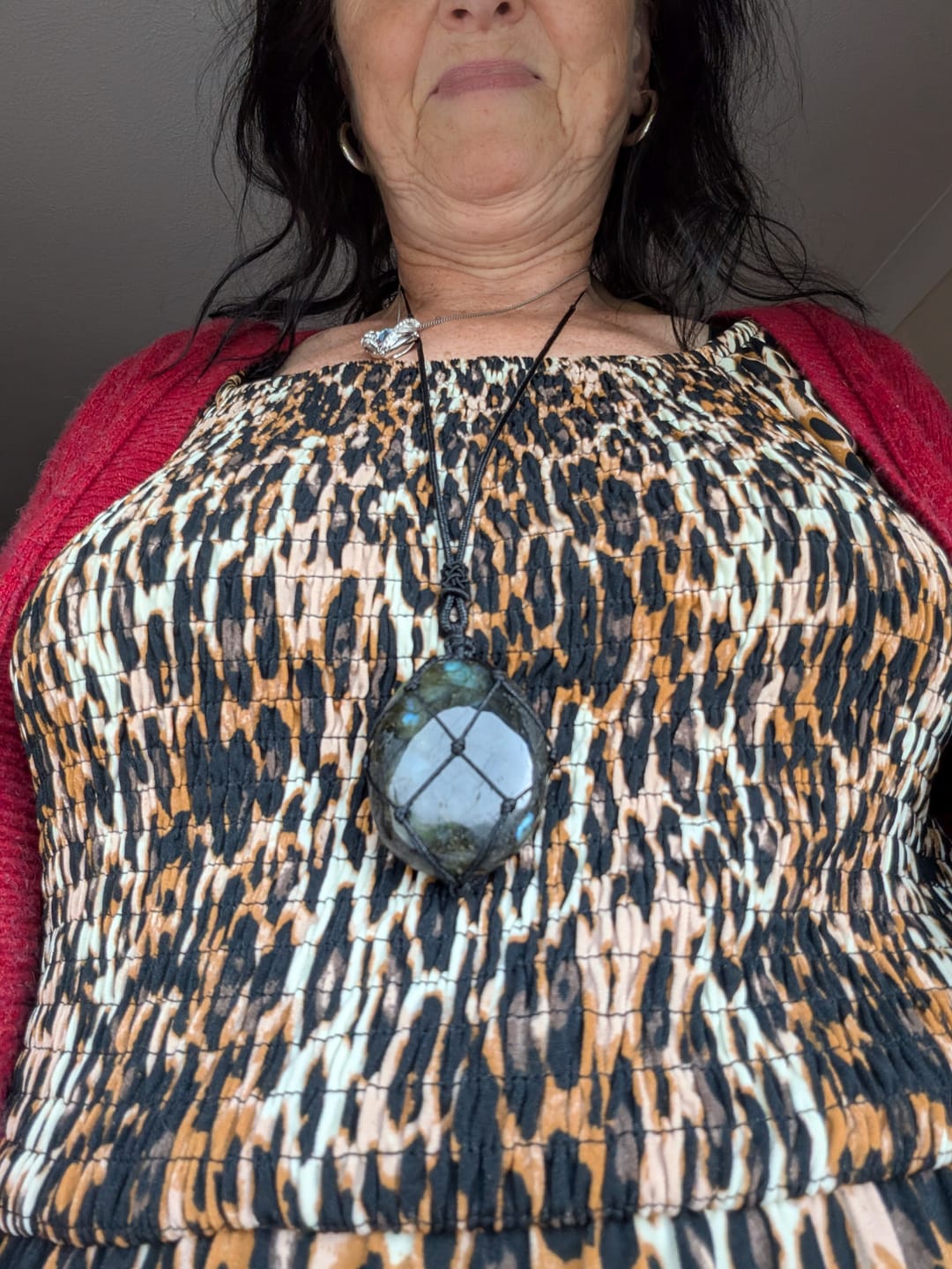 Customer photo review of Dragons Heart Labradorite Necklace