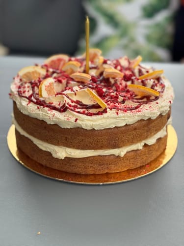 Customer photo review of Lemon & Raspberry Cake (Vegan)