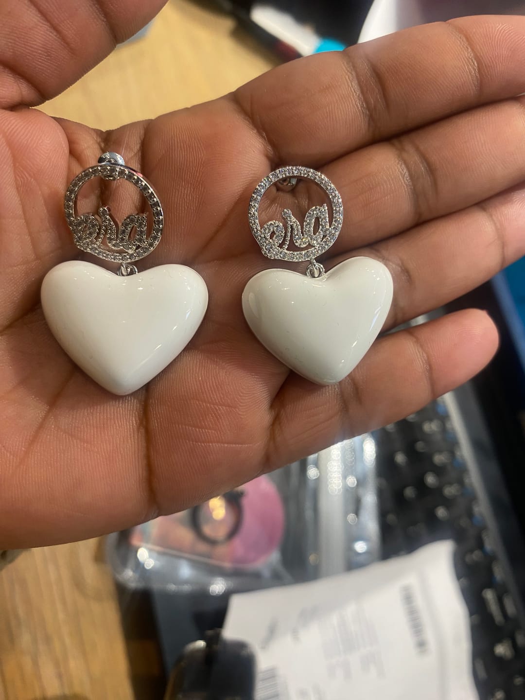 Customer photo review of White Era Adore Silver Earrings