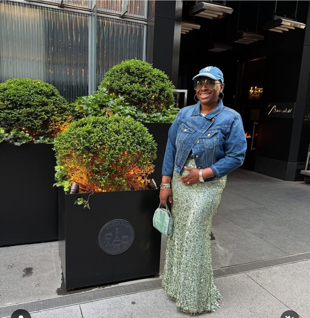 Customer photo review of Silver Crystal Appliqué Denim NY Hat
