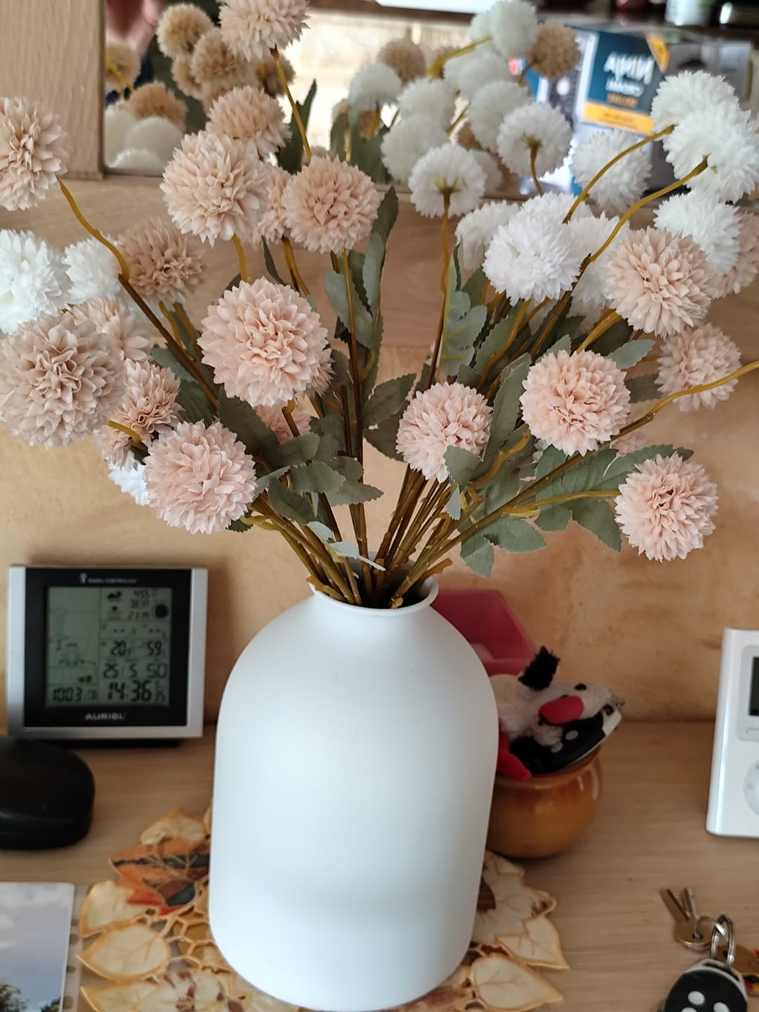 Customer photo review of Zijden Kiku Bloemen - Beige Mix
