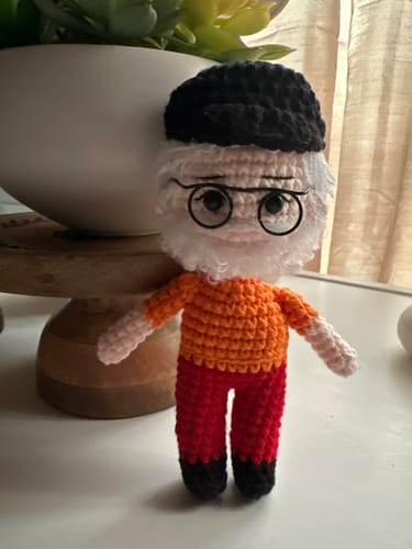 Customer photo review of Dolly® Personalized Crochet Doll with Photo Card