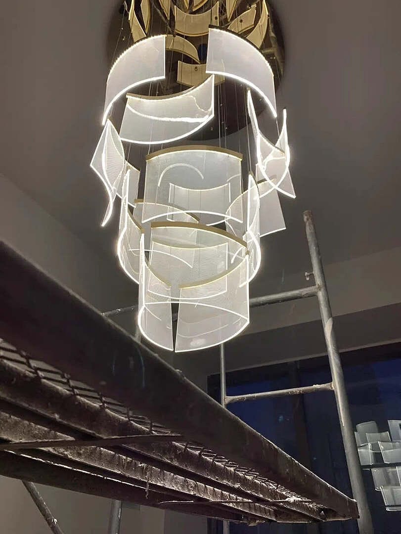 Customer photo review of Nordic Ceiling Stair Chandelier Gold/Black