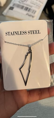 Customer photo review of Palestine Map Necklace