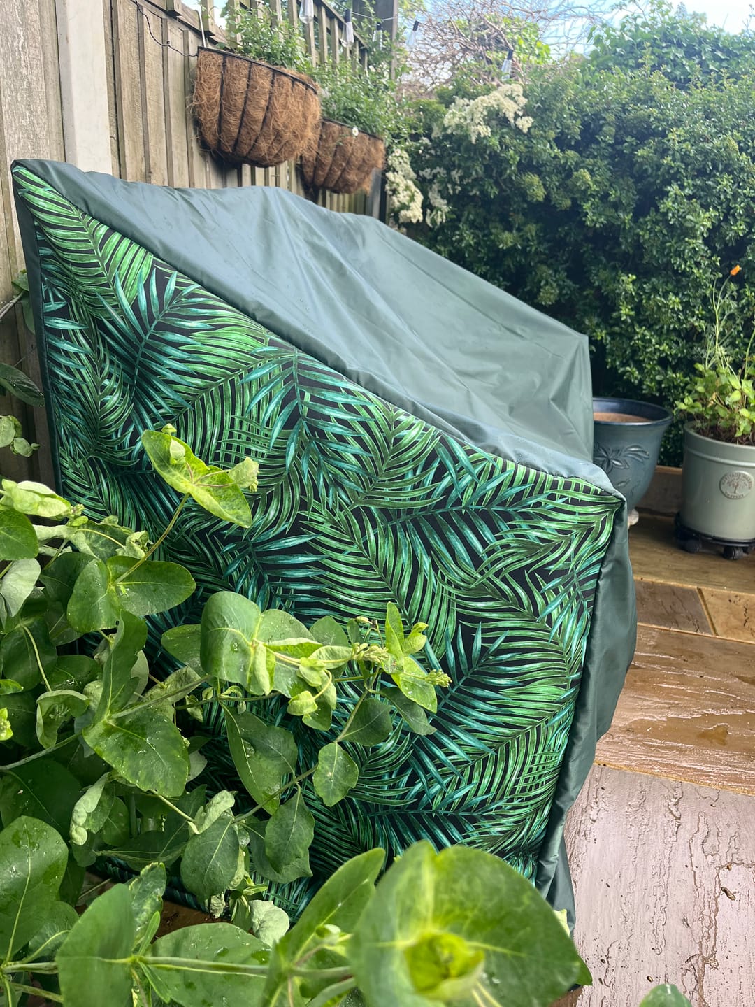 Customer photo review of Tropical Leaves Water Resistant Fabric