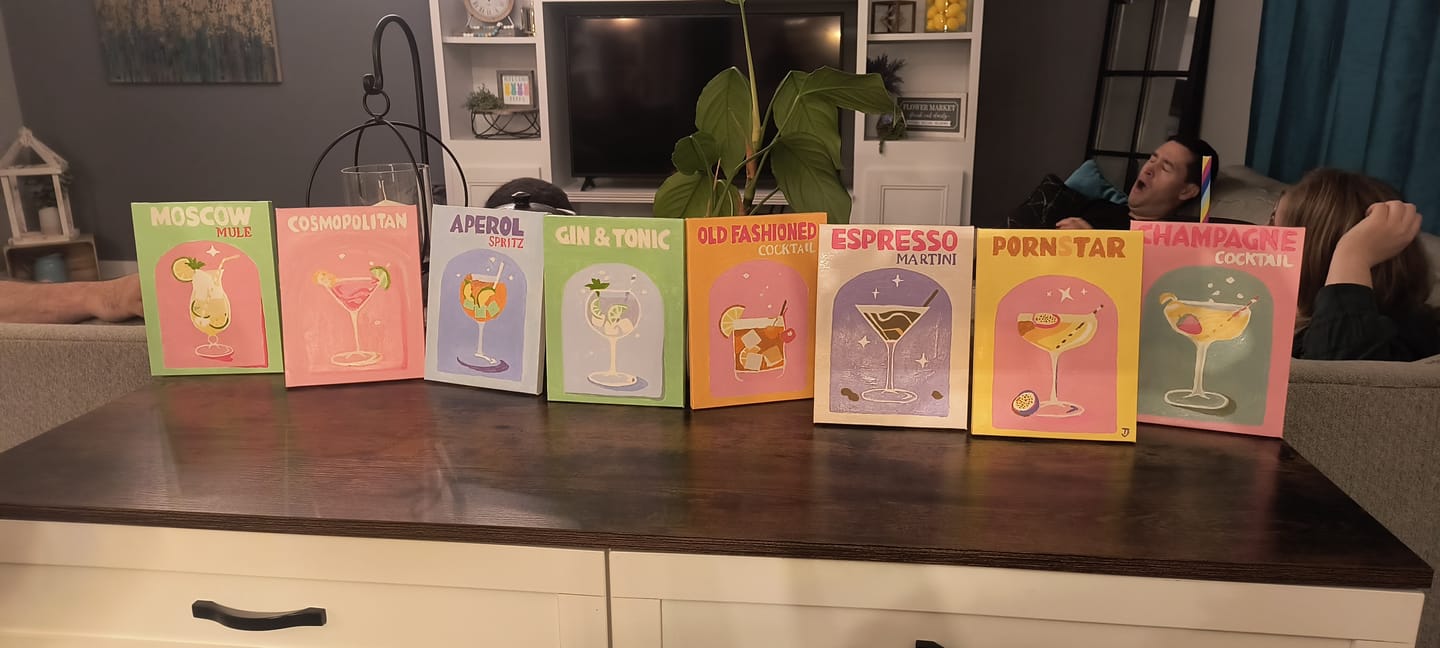 Customer photo review of 12 Mini Paintings | Colorful Cocktail Bundle