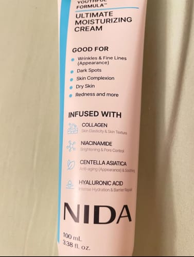 Customer photo review of NIDA Youthful Formula Ultimate Moisturizing Cream.