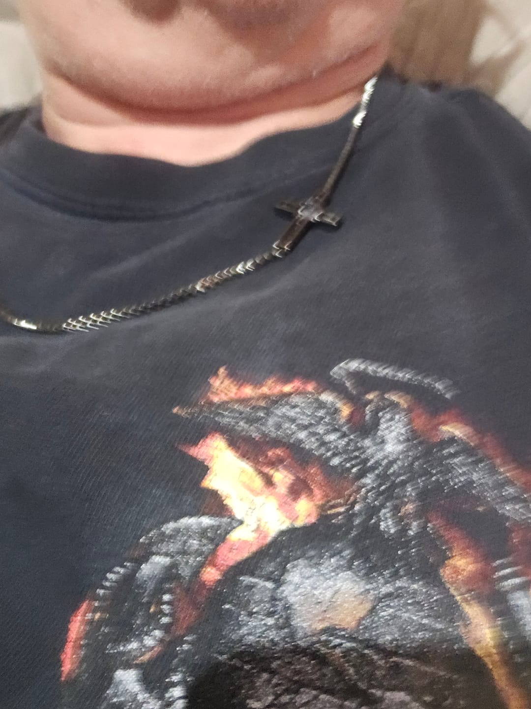 Customer photo review of Sideways Cross Necklace