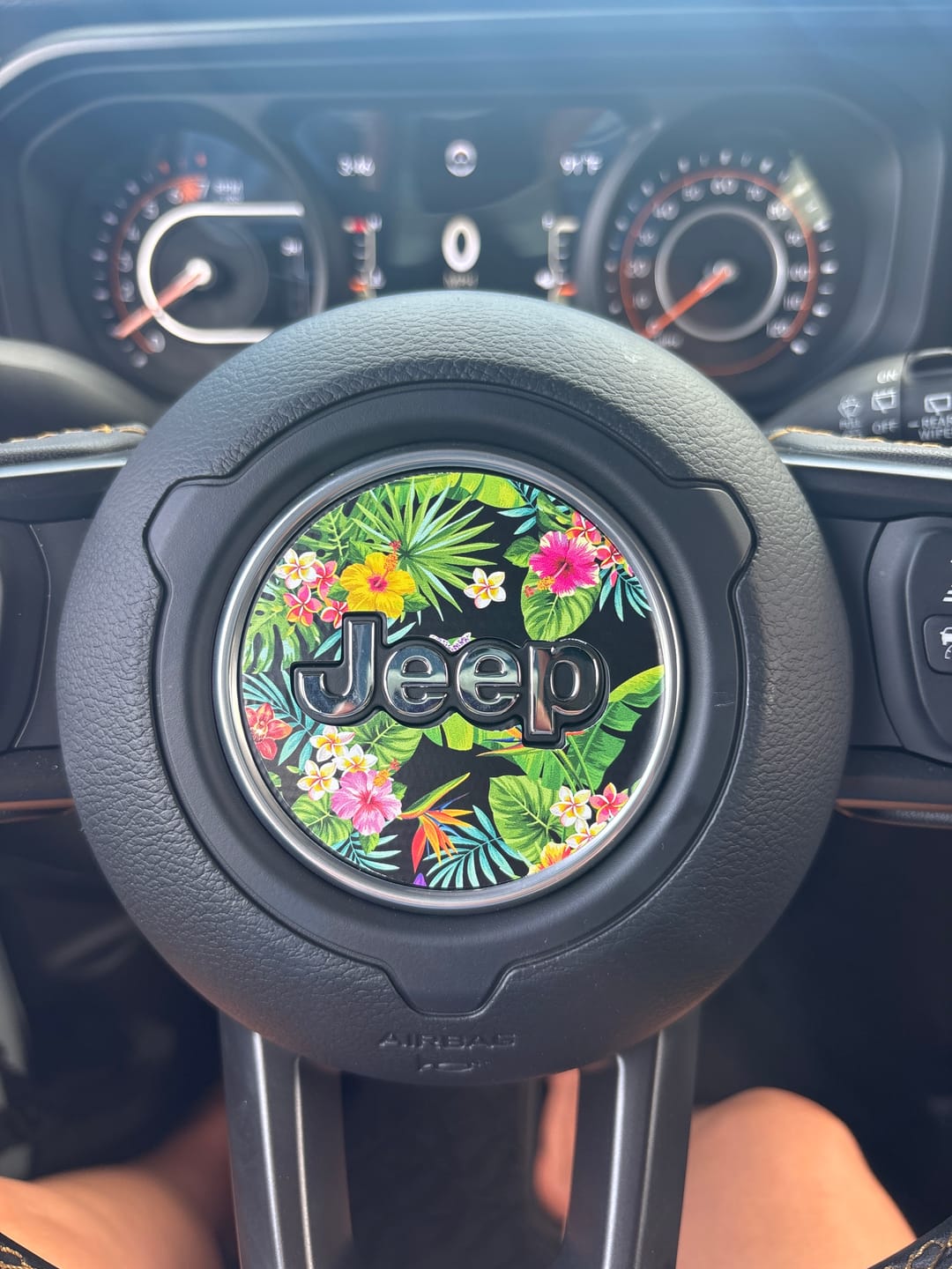 Customer photo review of Floral Steering Wheel Decal for Jeep