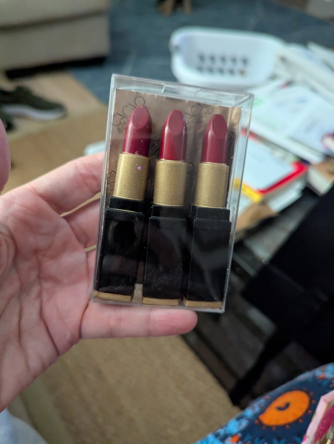 Customer photo review of Dark Chocolate Lipsticks, Set of 3
