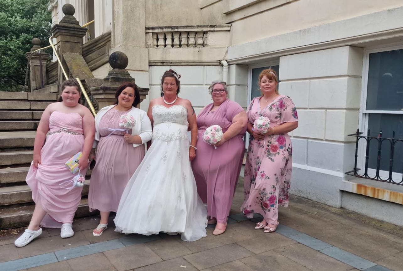 Customer photo review of Isabelle Pink Pink Flower Float Sleeve Maxi Dress