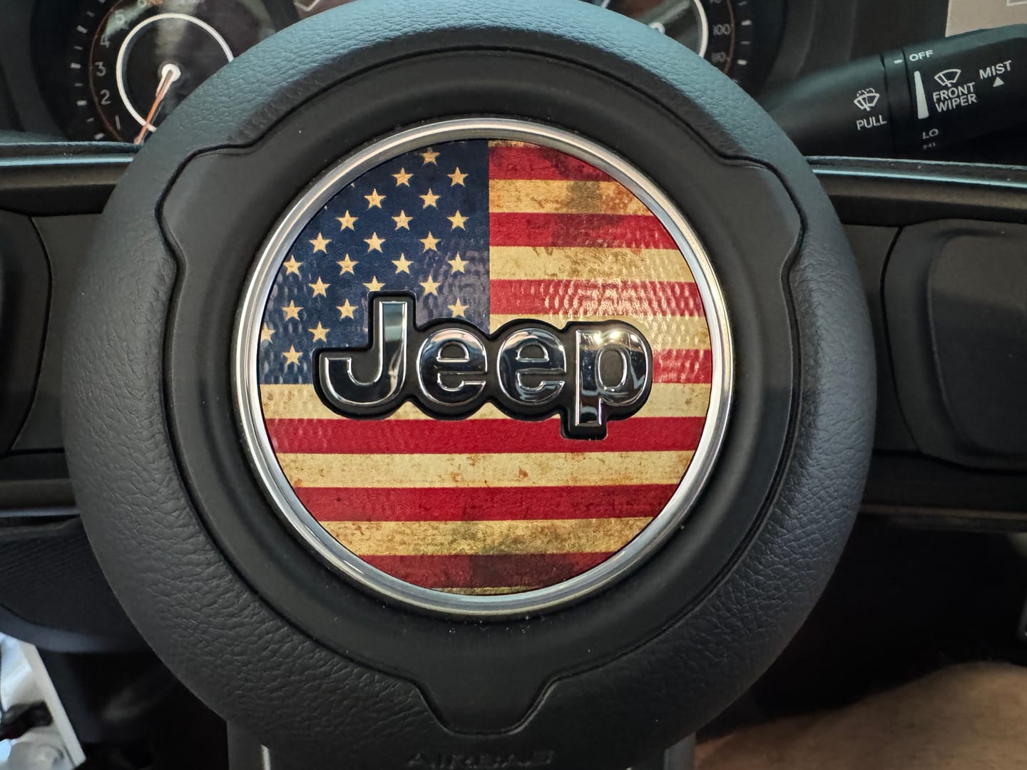 Customer photo review of Design Your Own Steering Wheel Decal for Jeep