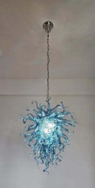 Customer photo review of Modern Aqua Blue Glass Chandelier
