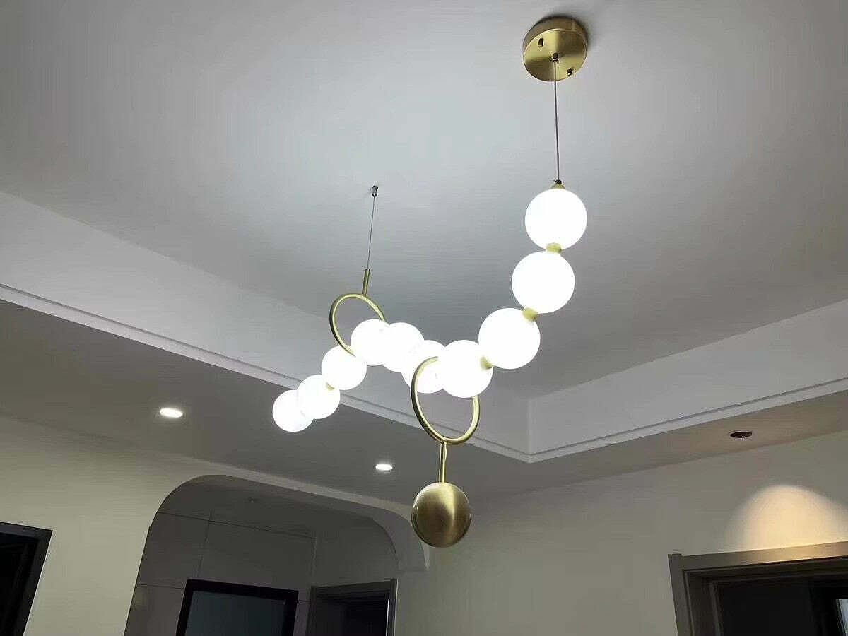 Customer photo review of Modern Minimalist Bubble Glass Orb Chandelier