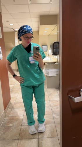 Customer photo review of DuoStyle Scrub Hat - Shark Friends