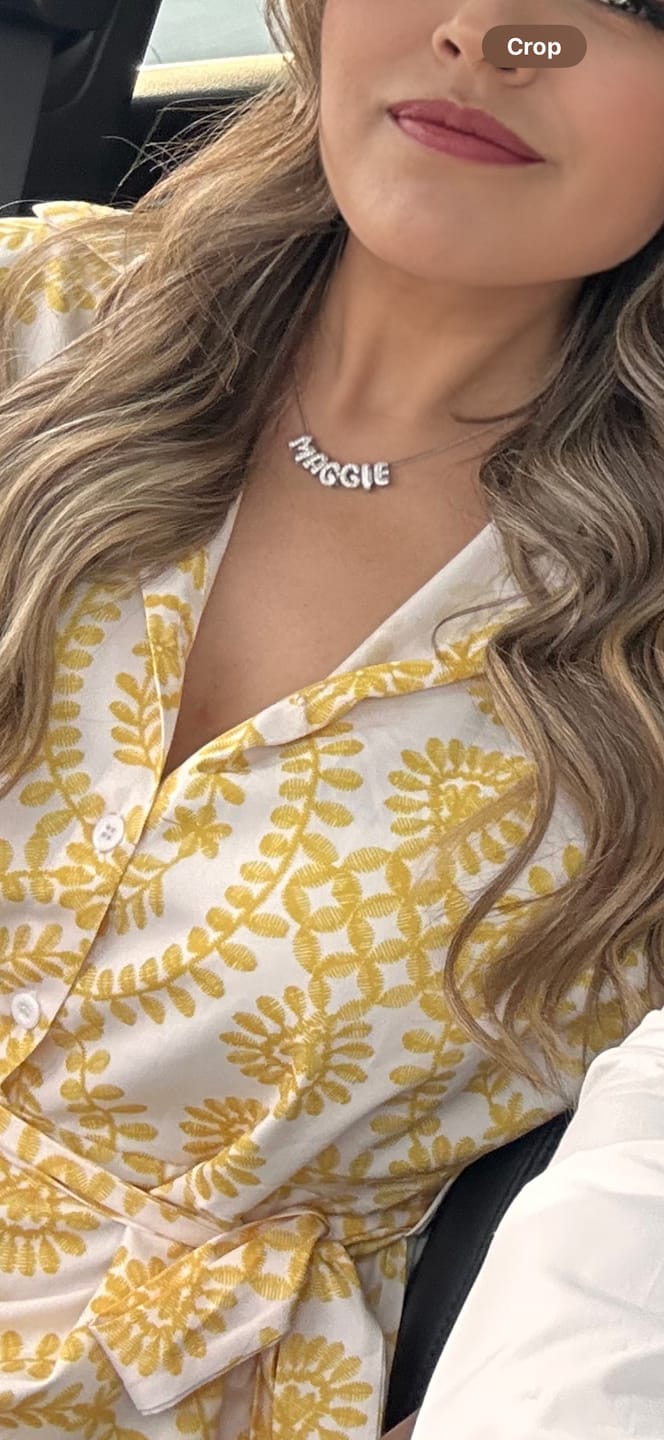 Customer photo review of Collar Dorado Inicial Mini Bubble Zirconias
