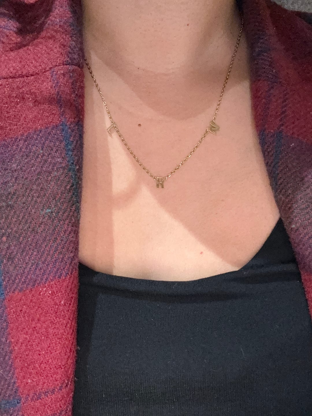 Customer photo review of The Original Initial Letter Necklace