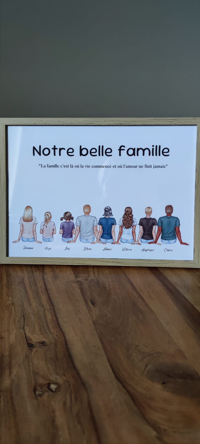Customer photo review of Affiche portrait de famille personnalisable avec personnages
