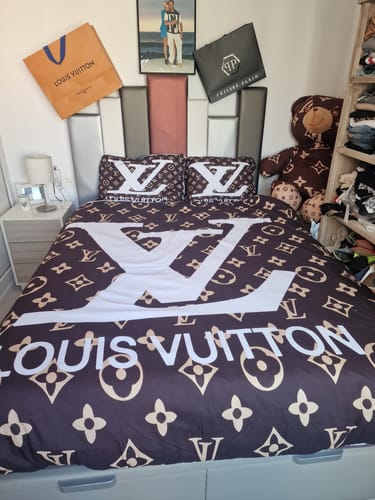 Customer photo review of Brown Monogram Louis Vuitton bed set