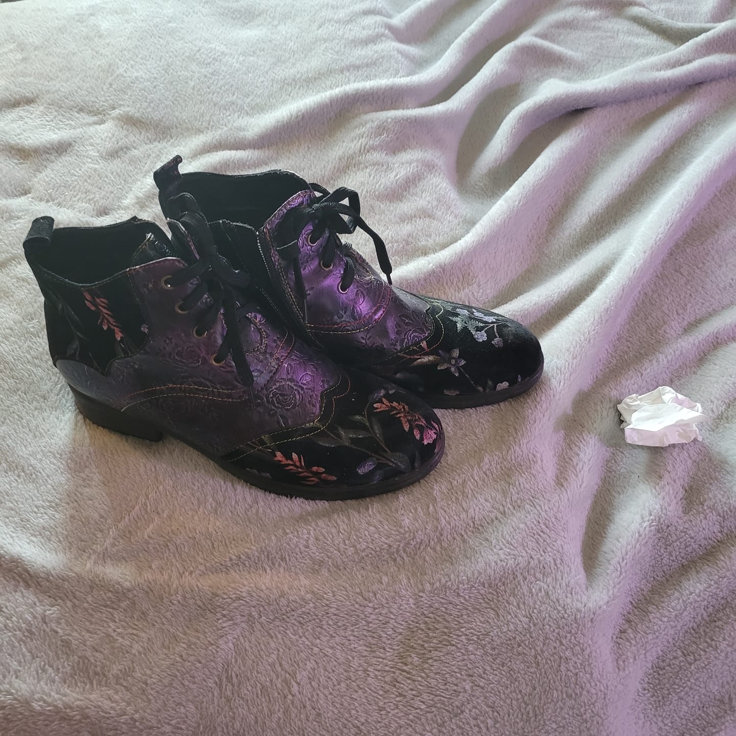 Customer photo review of Vintage Nocturne Blossom Ankle Boots