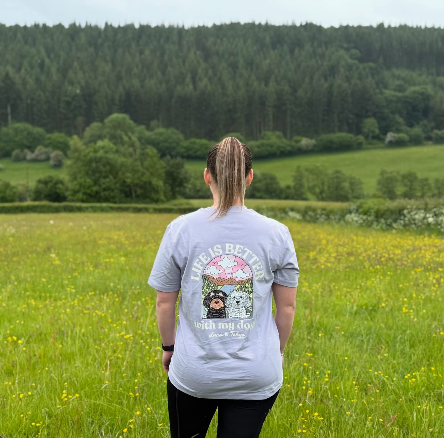 Customer photo review of Personalised Life Is Better With Your Dog T Shirt