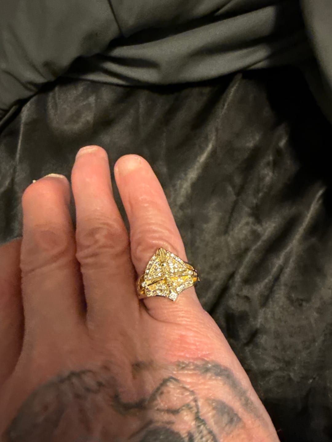Customer photo review of FREE Today: Divine Shield Crucifix Luxurious Ring: A Bold Testament of Faith and Devotion