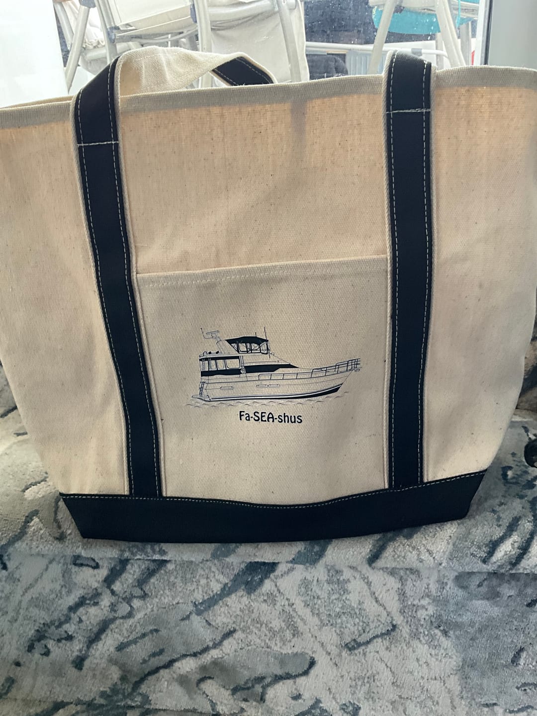 Customer photo review of Custom Boat Tote Bags