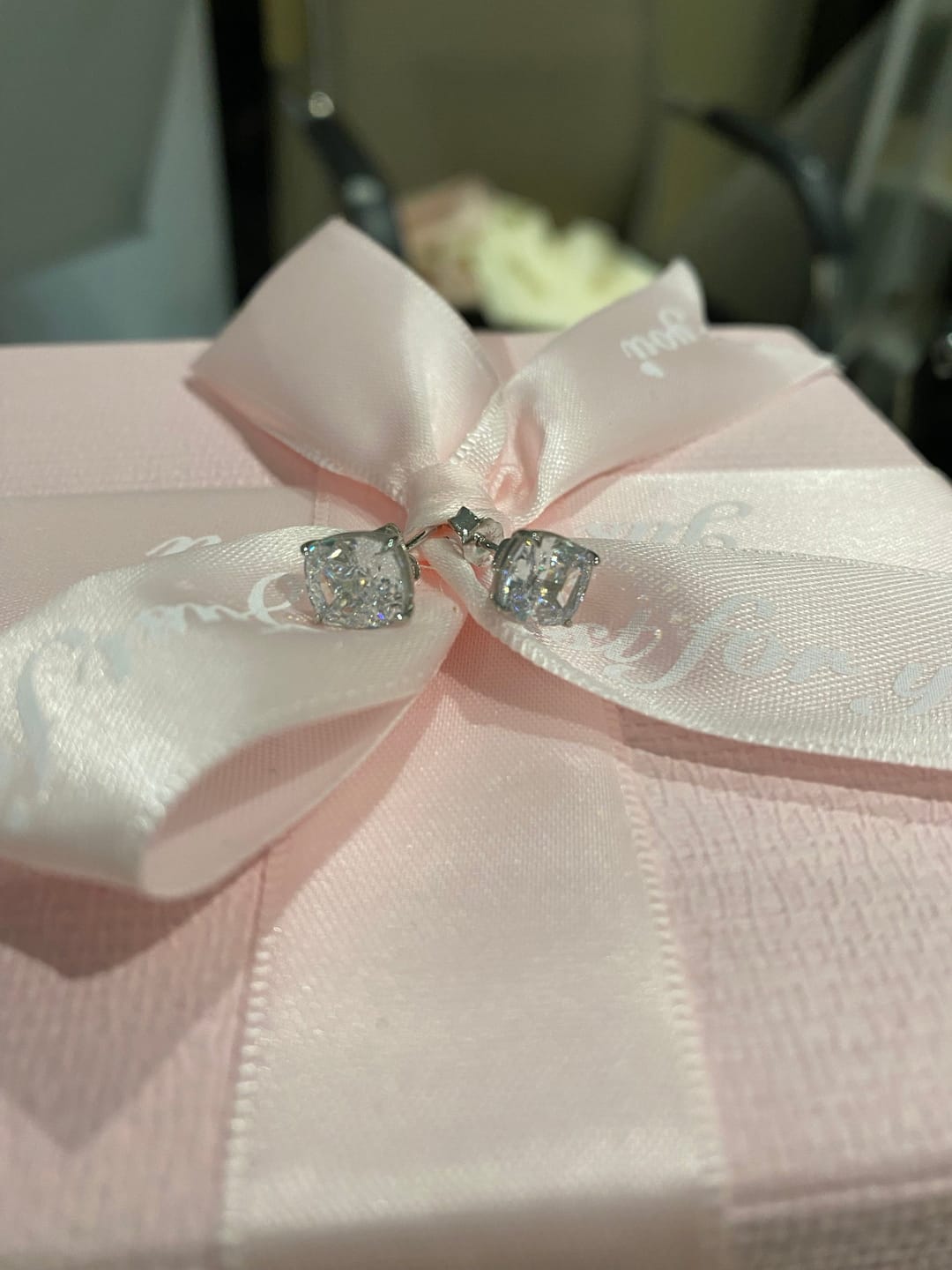 Customer photo review of S925 2.0Ct*2 Classic Cushion Cut Women's Stud Earrings In Sterling Silver For Everyday Wear